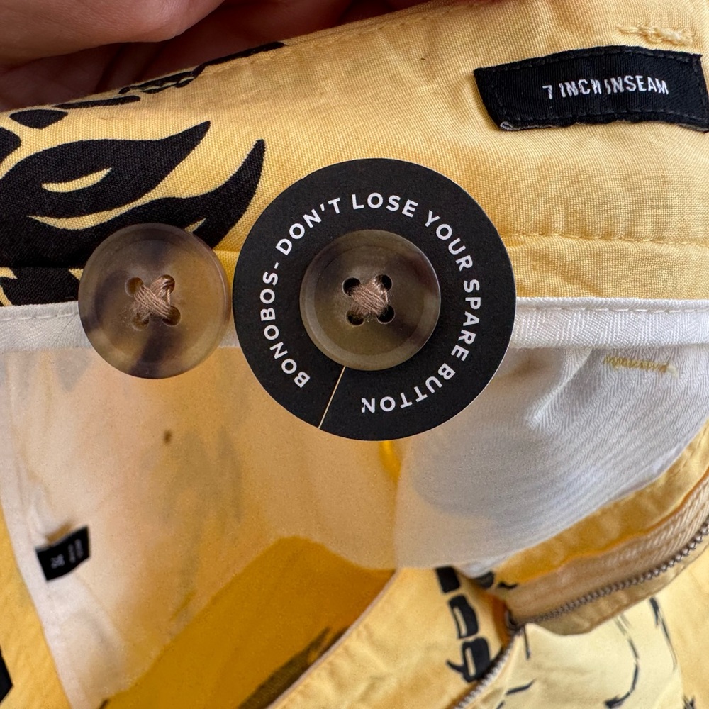 Bonobos Yellow Shorts with Black Palm Print - Picture 4 of 5